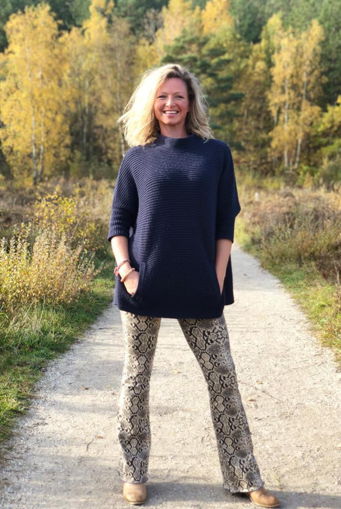 Flared leggings - Snake Cream Brown - FUNKY SIMPLICITY