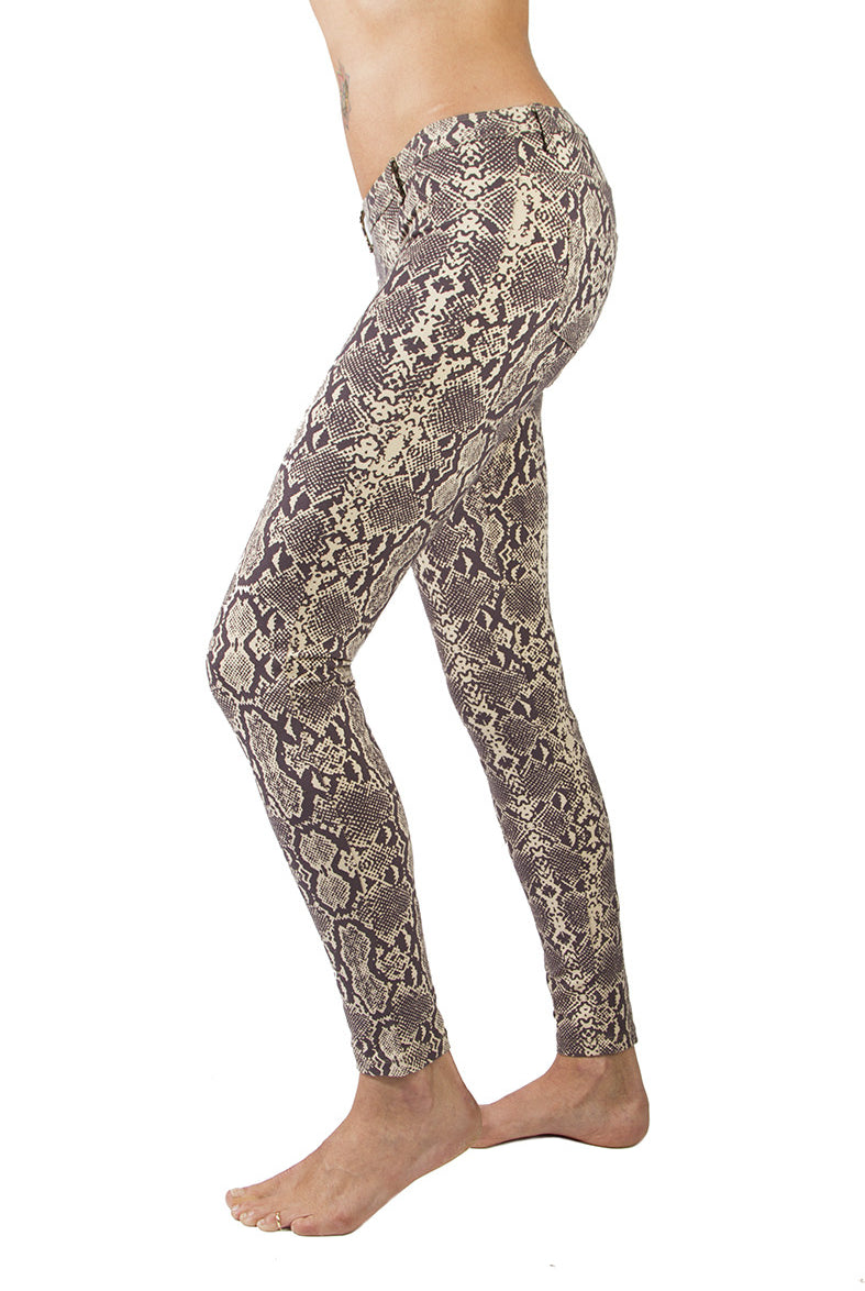 Lycra Jeans Tights Snake Cream Brown - FUNKY SIMPLICITY