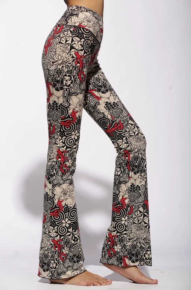 Flares Bootleg Leggings Funky Simplicity Tribal eagle cream black Cotton lycra