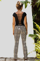 Flared leggings - Snake Cream Brown - FUNKY SIMPLICITY