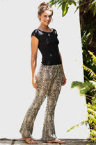 Flared leggings - Snake Cream Brown - FUNKY SIMPLICITY