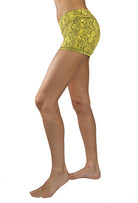 Yoga Hotpants - Yellow Grey Snake - Beach Shorts - FUNKY SIMPLICITY